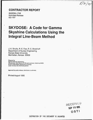 SKYDOSE: A code for gamma skyshine calculations using the integral line-beam method