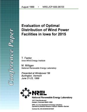Evaluation of Optimal Distribution of Wind Power Facilities in Iowa for 2015