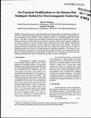 On Practical Modifications to the Barnes-Hut Multipole Method for Electromagnetic Scattering