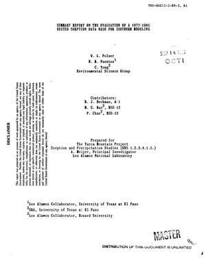 Summary report on the evaluation of a 1977--1985 edited sorption data base for isotherm modeling