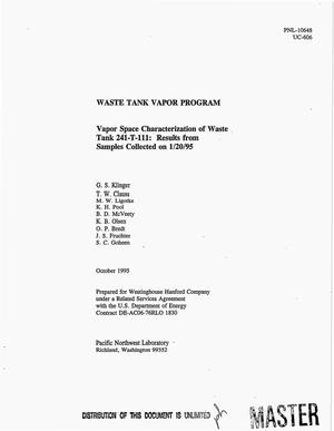 Waste Tank Vapor Program: Vapor space characterization of waste tank 241-T-111. Results from samples collected on January 20, 1995