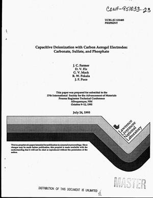 Capacitive, deionization with carbon aerogel electrodes: Carbonate, sulfate, and phosphate