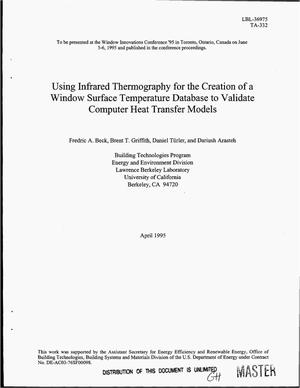 Using Infrared Thermography for the Creation of a Window Surface Temperature Database to Validate Computer Heat Transfer Models