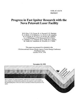 Progress in Fast Ignitor Research With the Nova Petawatt Laser Facility
