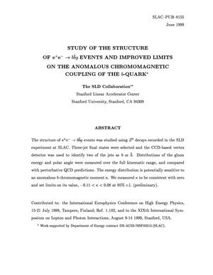 Study of the Structure of e{sup +}e{sup {minus}} {r_arrow} b{bar b}g Events and Improved Limits on the Anomalous Chromomagnetic Coupling of the b-Quark