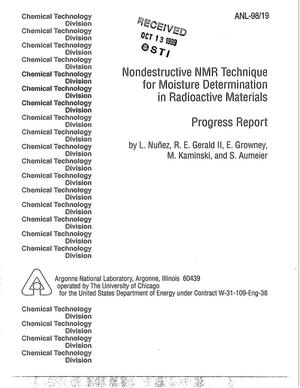 Nondestructive NMR technique for moisture determination in radioactive materials.