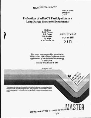 Evaluation of ARAC`s participation in a long-range transport experiment