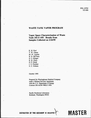 Vapor space characterization of Waste Tank 241-U-105: Results from samples collected on 2/24/95