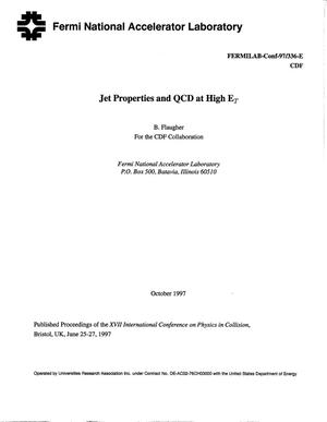 Jet properties and QCD at high E{sub T}