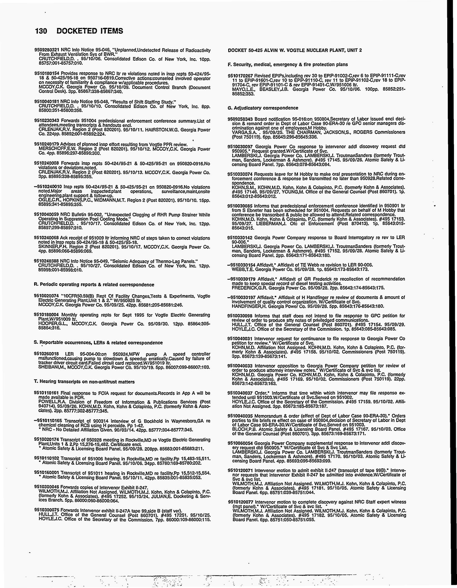 Title list of documents made publicly available. Volume 17, No. 10