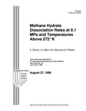 Methane hydrate dissociation rates as 0.1 MPa and temperatures above 272K
