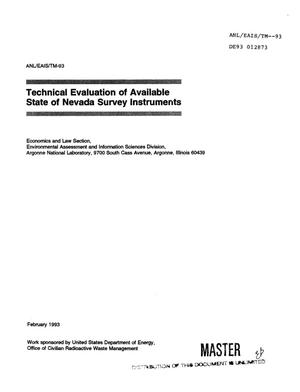 Technical evaluation of available state of Nevada survey instruments