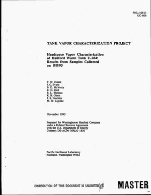Tank Vapor Characterization Project: Headspace vapor characterization of Hanford Waste Tank U-204, Results from samples collected on August 8, 1995