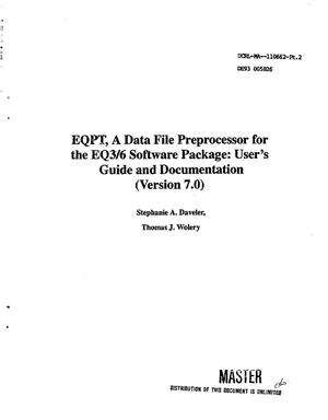 EQPT, a data file preprocessor for the EQ3/6 software package: User`s guide and related documentation (Version 7.0); Part 2