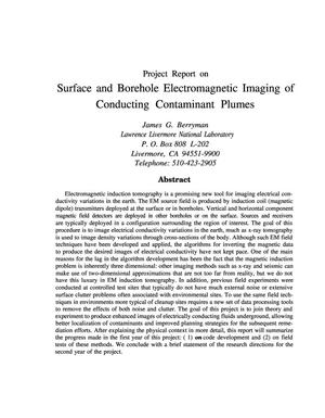 Surface and borehole electromagnetic imaging of conducting contaminant plumes. 1997 annual progress report