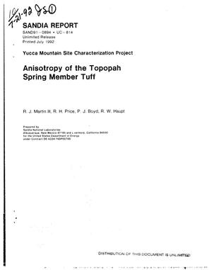 Anisotropy of the Topopah Spring Member Tuff