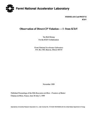 Observation of direct-CP violation - {epsilon}{prime}{epsilon} from KTeV