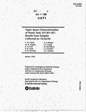 Vapor space characterization of waste tank 241-BY-107: Results from samples collected on 10/26/94