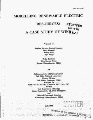 Modelling renewable electric resources: A case study of wind