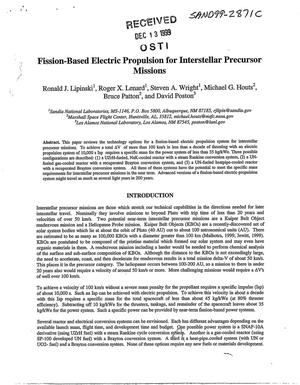 Fission-Based Electric Propulsion for Interstellar Precursor Missions