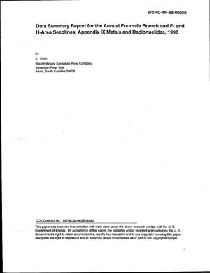 Data Summary Report for the Annual Fourmile Branch and F- and H-Area Seeplines, Appendix IX Metals and Radionuclides, 1998