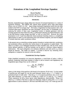 Extensions of the longitudinal envelope equation