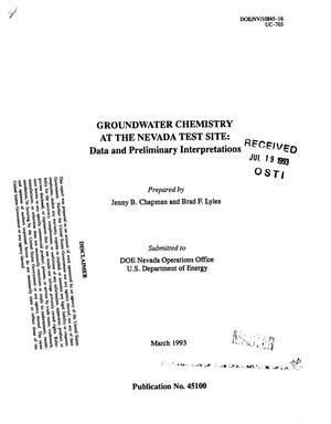 Groundwater chemistry at the Nevada Test Site: Data and preliminary interpretations