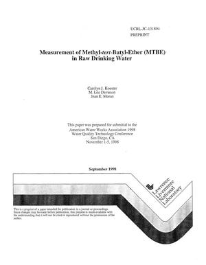 Measurement of methyl-tert-butyl-ether (MTBE) in raw drinking water