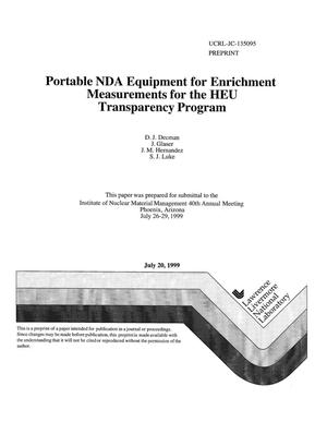 Portable NDA equipment for enrichment measurements for the HEU transparency program