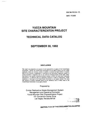 Yucca Mountain Site Characterization Project technical data catalog; Yucca Mountain Site Characterization Project