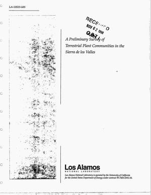 A Preliminary Survey of Terrestrial Plant Communities in the Sierra de los Valles