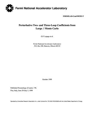 Perturbative two- and three-loop coefficients from large b Monte Carlo