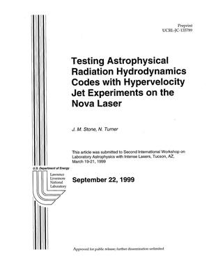 Testing astrophysical radiation hydrodynamics codes with hypervelocity jet experiments on the nova laser