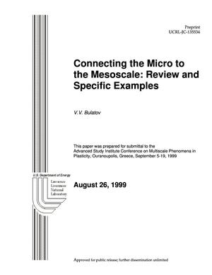 Connecting the micro to the mesoscale: review and specific examples