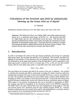 Calculation of the Invariant Spin Field by Adiabatically Blowing Up the Beam With an RF Dipole