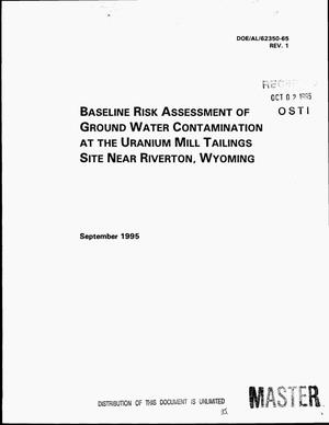 Baseline risk assessment of ground water contamination at the uranium mill tailings site near Riverton, Wyoming. Revision 1