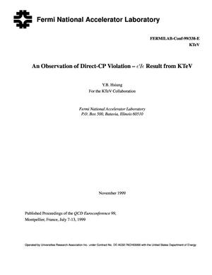 An observation of direct-CP violation - {epsilon}{prime}{epsilon} result from KTeV