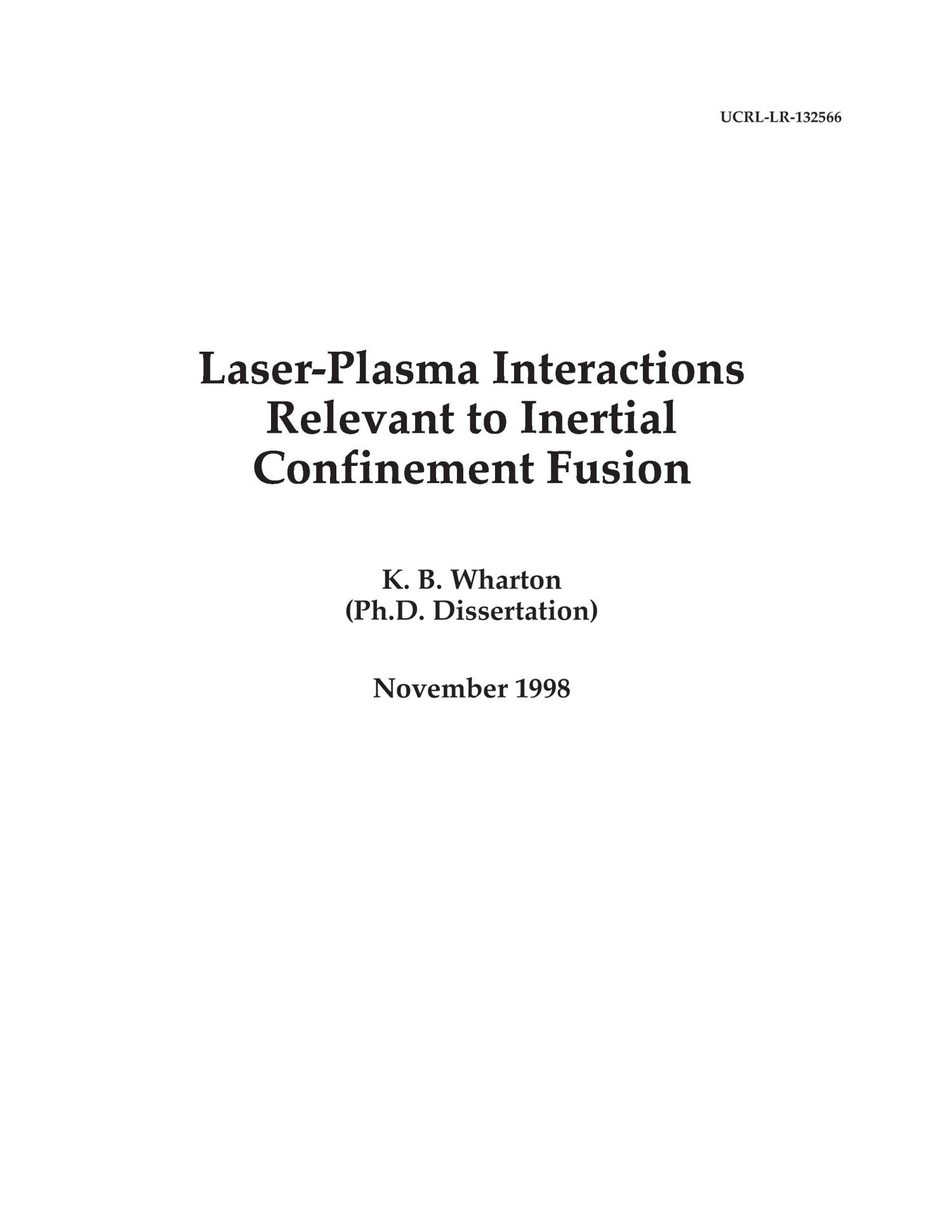 Laser-plasma interactions relevant to Inertial Confinement Fusion
                                                
                                                    [Sequence #]: 1 of 127
                                                