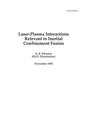 Laser-plasma interactions relevant to Inertial Confinement Fusion
