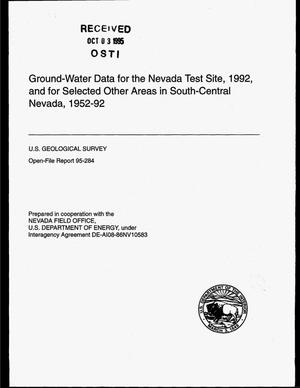 Ground-water data for the Nevada Test Site 1992, and for selected other areas in South-Central Nevada, 1952--1992