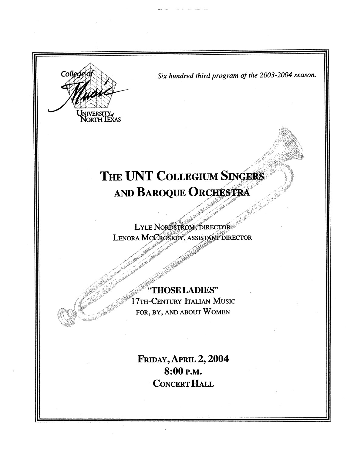 College of Music program book 2003-2004 Ensemble Performances Vol. 2
                                                
                                                    [Sequence #]: 206 of 485
                                                