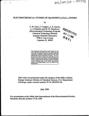 Electrochemical studies of Mg-doped Li{sub 4}Ti{sub 5}O{sub 12} anodes.