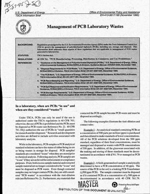 Management of PCB laboratory wastes