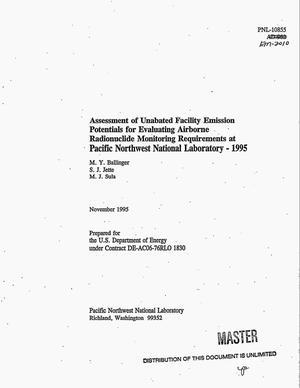 Assessment of unabated facility emission potentials for evaluating airborne radionuclide monitoring requirements at Pacific Northwest National Laboratory - 1995