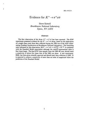 Evidence for K{sup +} {r_arrow} {pi}{sup +} {nu}{bar {nu}}
