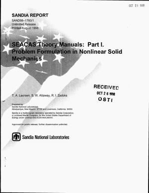 SEACAS Theory Manuals: Part 1. Problem Formulation in Nonlinear Solid Mechancis