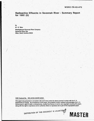 Radioactive effluents in Savannah River. Summary report for 1992
