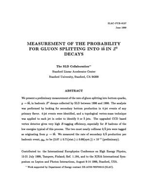 Measurement of the Probability for Gluon Splitting into b{bar b} in Z{sup 0} Decays