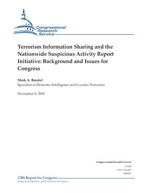 Terrorism Information Sharing and the Nationwide Suspicious Activity Report Initiative: Background and Issues for Congress