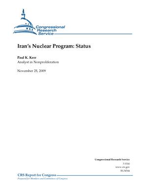 Primary view of object titled 'Iran's Nuclear Program: Status'.